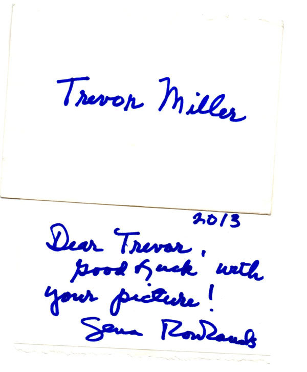Handwritten note from Gena Rowlands